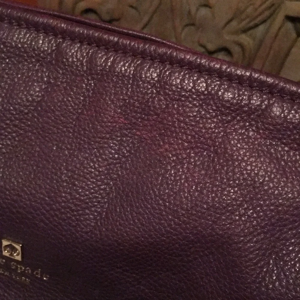 Kate Spade large dark purple pebbled leather handbag